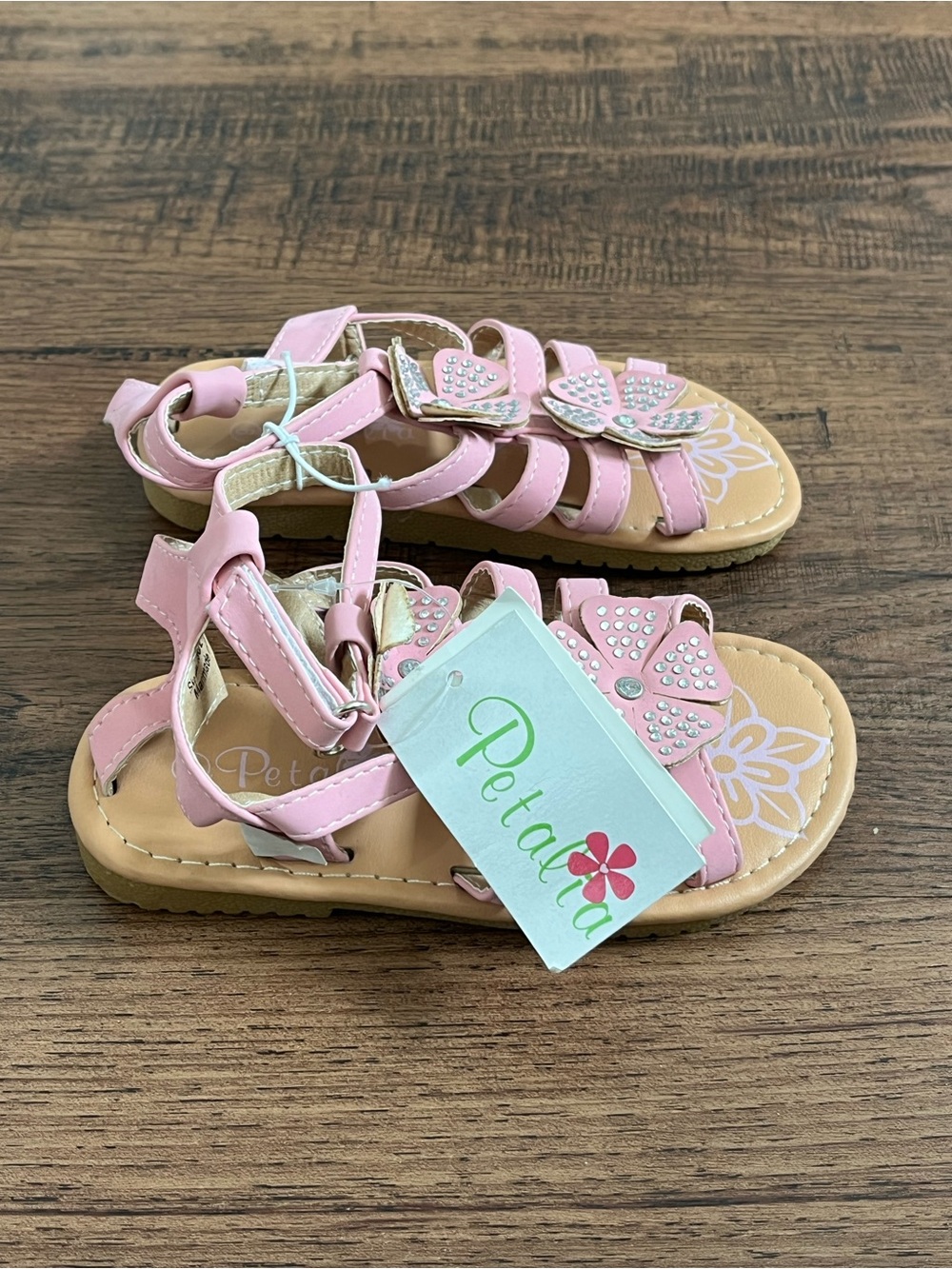 Petalia Toddler Sandals ‘Pink Flowers’ (size 9)